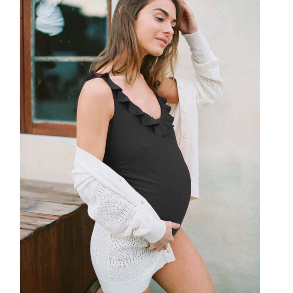 Hatch Black Ruffle Maternity One-Piece